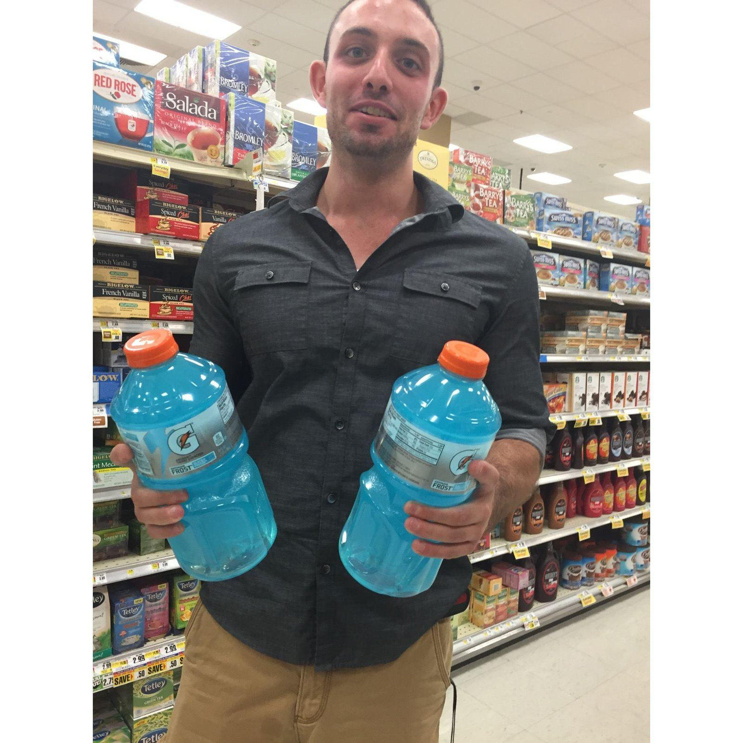 Vinny trying to hydrate Nik because she gets cranky in extreme heat.