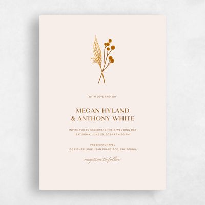 Linen, Beige Wedding Invitation - Brendlyn Portrait
