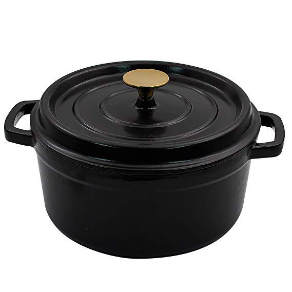 AIDEA Enameled Cast Iron Dutch Oven 5-Quart Matte Black