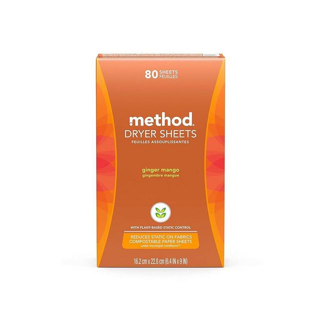 Method Dryer Sheets, Ginger Mango, 80 Sheets, 1 pack, Packaging May Vary
