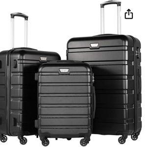 Coolife Luggage 3 Piece Set Black