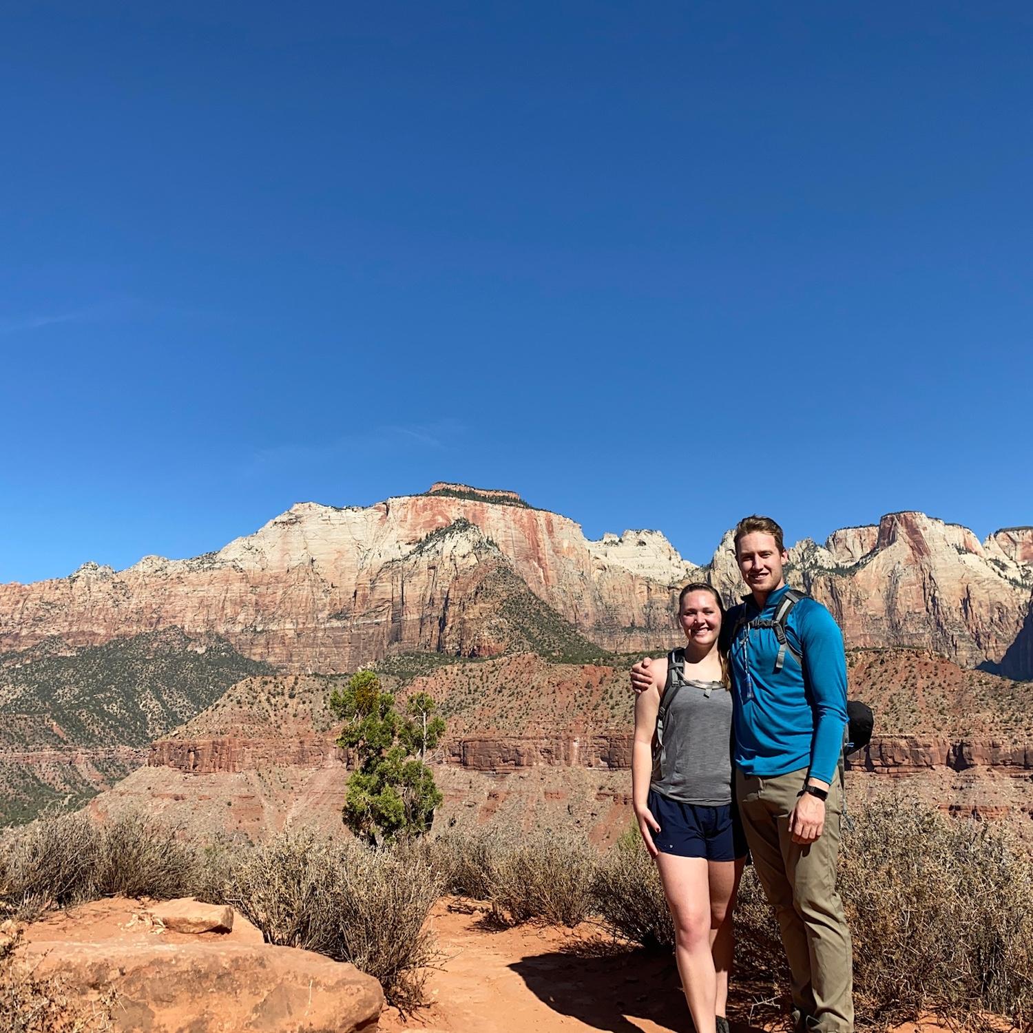 May 2021: A weekend trip to Zion National Park. If you ask Abby' dad, he'll say he expected a proposal on this trip!?!