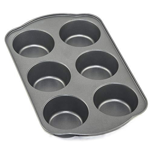 6 Cup Jumbo Muffin Pan, Tin Cake Pie Cookie Baking Tins Bundt Mold Cupcake Molds Cheesecake Sheet, 3.5" Each Cup