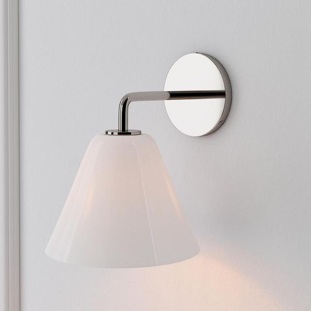 Sculptural Sconce, Cone Mini, Milk, Polished Nickel, 8"
