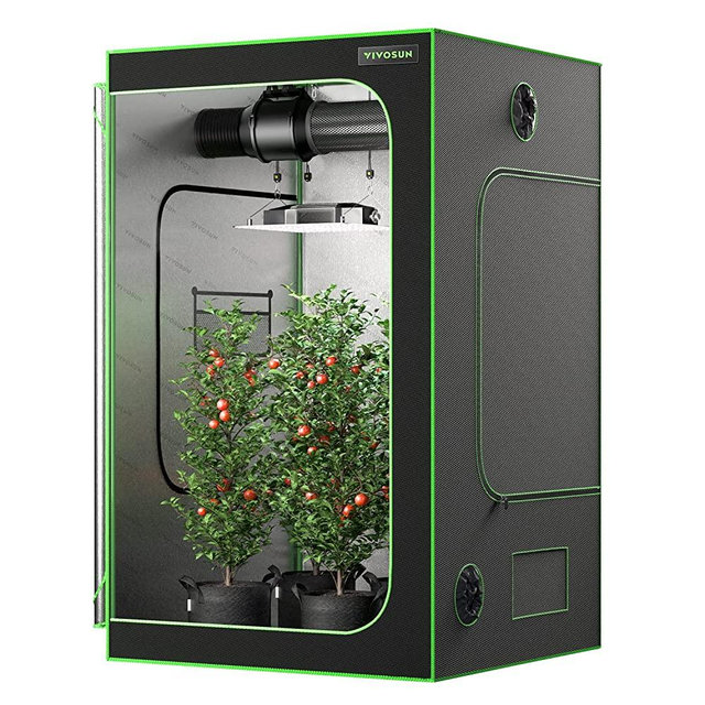 VIVOSUN 4x4 Grow Tent, 48"x48"x80" High Reflective Mylar with Observation Window and Floor Tray for Hydroponics Indoor Plant for VS4000/VS4300