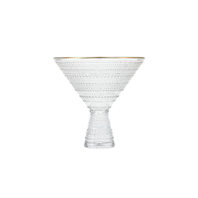 Jupiter Beaded Martini Glass, 11.5oz, Clear with Gold Rim, Set Of 4