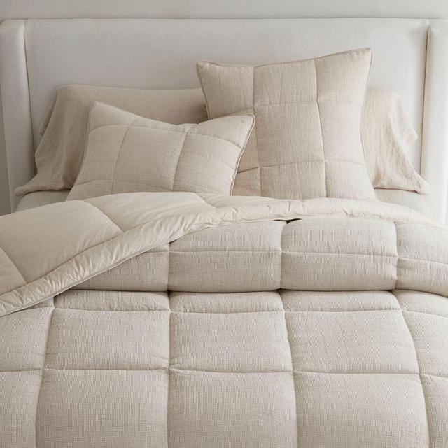 Flax Belgian Flax Linen Waffle Comforter, Full/Queen