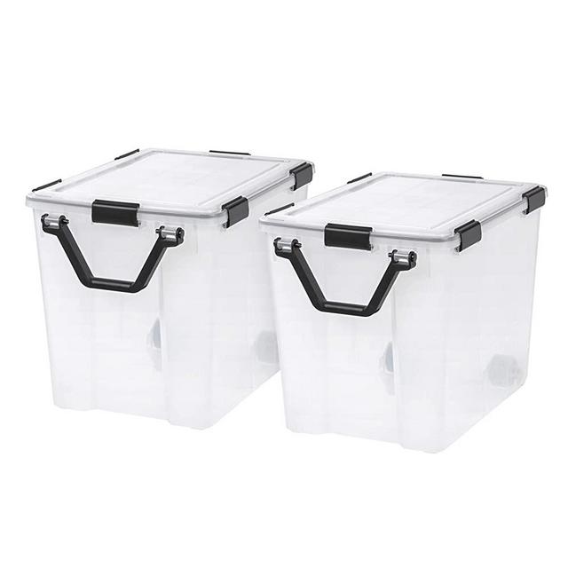 IRIS USA UCB-LT WEATHERTIGHT Storage Box with Handle, 103 Qt. (2-Pack), Clear, 2 Count