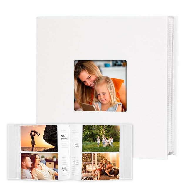 Photo Album 4x6 240 Photos with Writing Space, 4x6 Photo Album Leather Cover with Front Window, 4x6 Picture Album, 240 Photos 4x6 Photo Album Book for Wedding Kids Travel Family Baby Pictures (White)