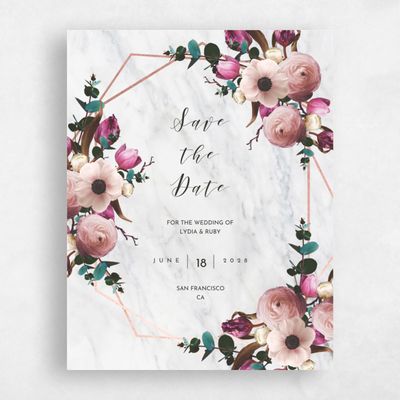Pink Wedding Save the Date - Camellia Bloom