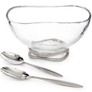 Nambé Braid Glass Salad Bowl & Servers