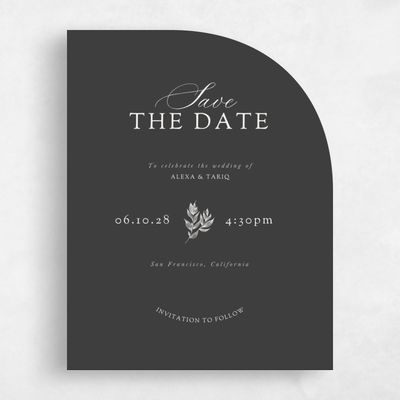 Grey Half arch Wedding Save the Date - Leif Portrait