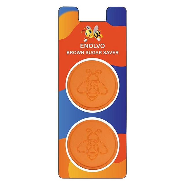 ENOLVO Brown Sugar Keeper Bee - Terra Cotta Brown Sugar Saver, Brown Sugar Disc to Maintain Food Moisture, Brown Sugar Softener Stone - 2 Savers