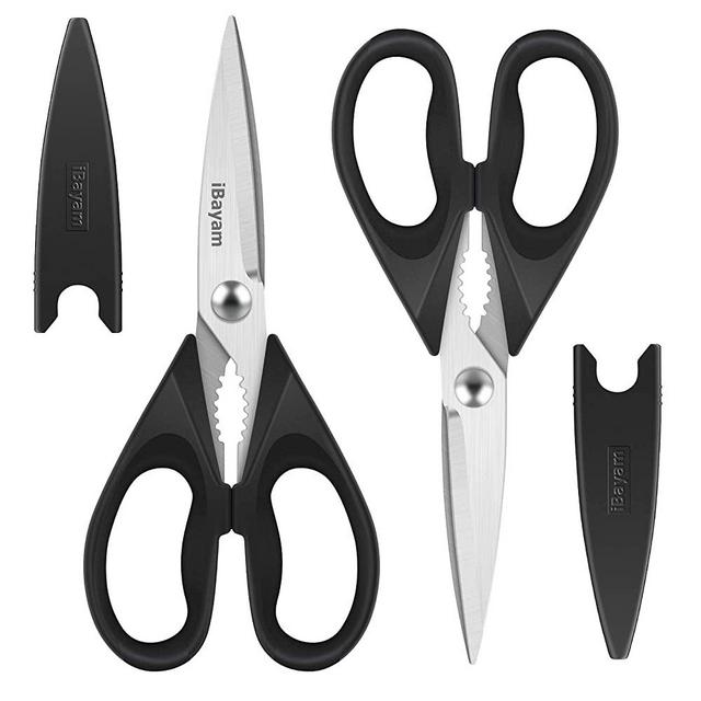 Kitchen Shears, iBayam 2-Pack Kitchen Scissors Heavy Duty Meat Scissors, Dishwasher Safe Cooking Scissors, Multipurpose Stainless Steel Sharp Utility Food Scissors for Chicken, Poultry, Fish, Herbs