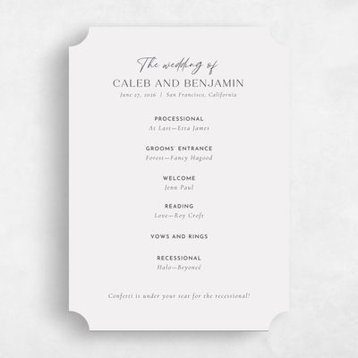 Grey Ticket Wedding Program - Oakbrook