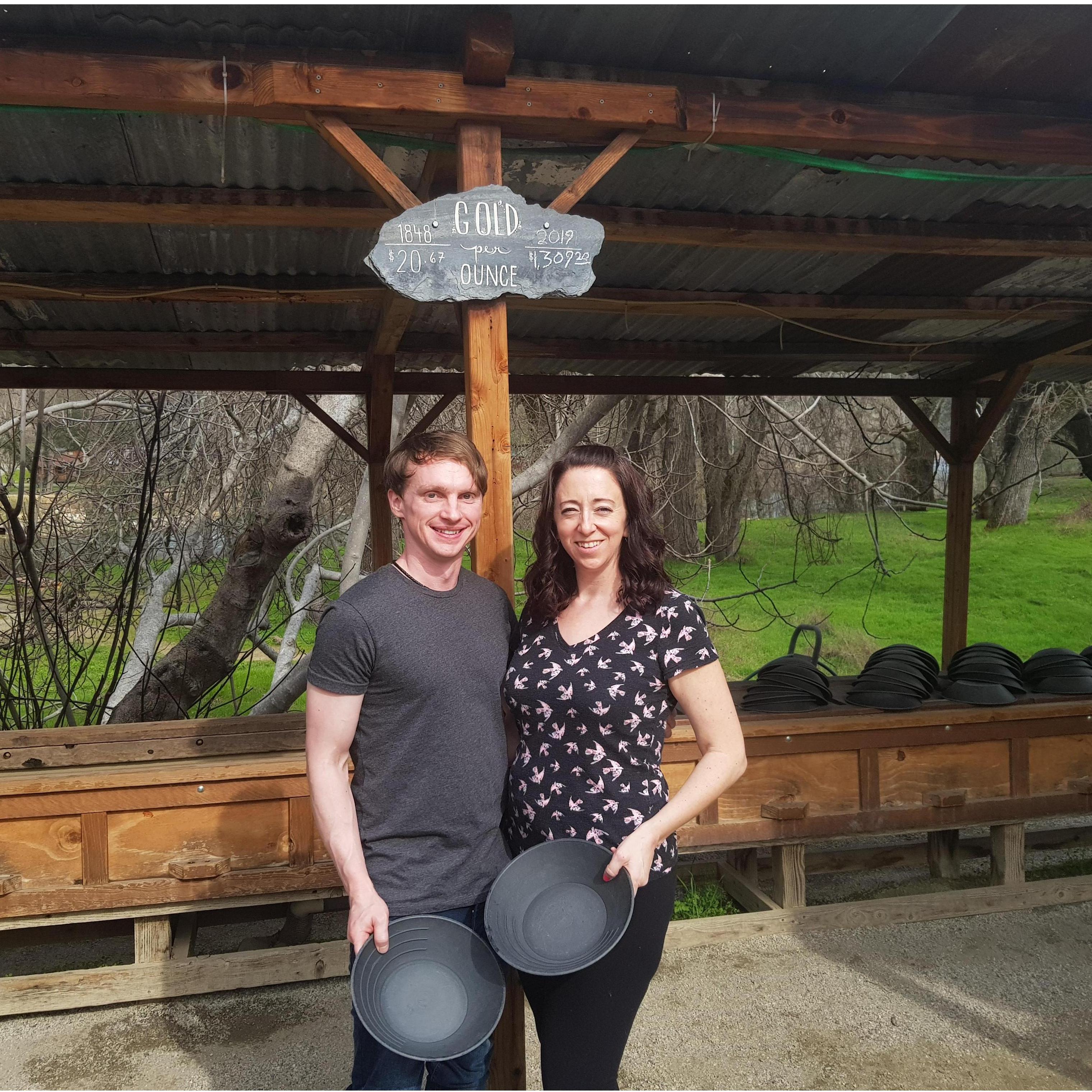 Gold panning in California.