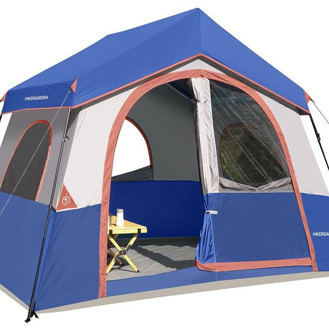 HIKERGARDEN 6-8 Person Camping Tent - Portable Family Cabin Tent for Camp, Windproof Fabric Camp Tent Outdoor for Hiking, Backpacking, Traveling