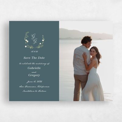 Deep Blue Spruce Wedding Save the Date - Margot Photo