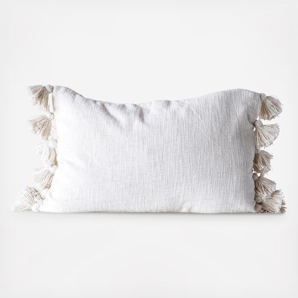 Storied Home Woven Cotton Slub Lumbar Pillow