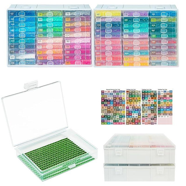 YBUTVY Diamond Art Trays with Lids, 60PCS Diamond Painting Trays with Lids ＆ Diamond Art Storage, Diamond Painting Accessories for Beads (2 Packs)