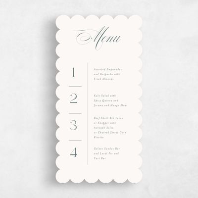Beige Scalloped Wedding Menu - Classic Chapel