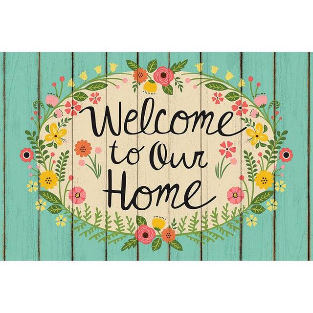Turquoise 'Welcome to Our Nest' Sign 18 x 30-in Rug