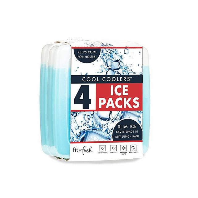 Fit & Fresh Cool Coolers Adult, Set of 4, Blue… Ice Pack, 4 pack