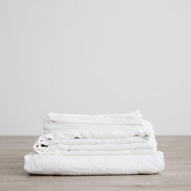 Linen Sheet Set With Pillowcases - White