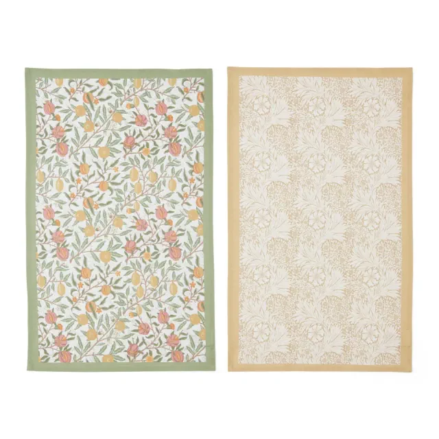 Spode Morris & Co Tea Towels, Set of 2 - Decorative Kitchen Towels with Classic Floral & Botanical Pattern, Large Size for Dish Drying, Baking