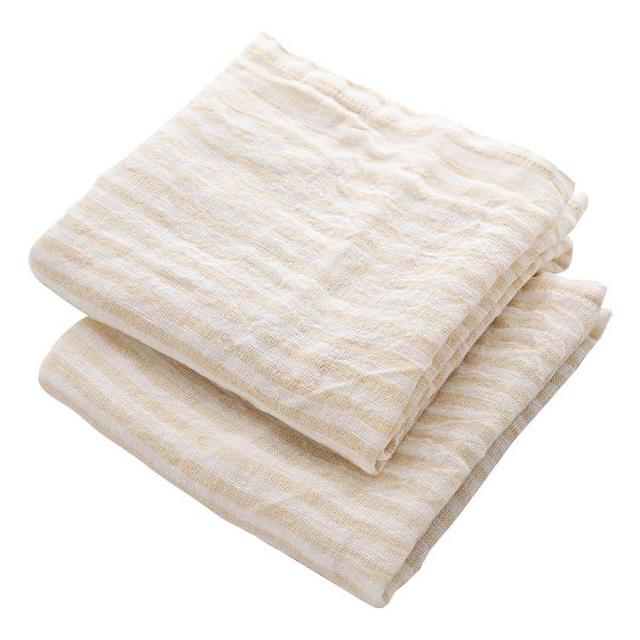 Linen Tea Dish Towels - 100% Linen Kitchen Towels - Grain Sack Towels, Beige Linen Towels - French Striped Dishtowels, Bar Towels - Farmhouse Tea Dishtowel, Set of 2 18 X 28 Beige DishTowel