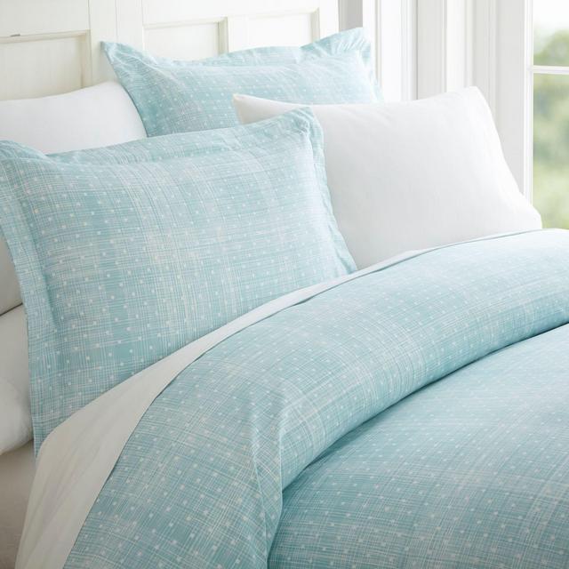 Polka Dot Queen Duvet Cover Set in Aqua