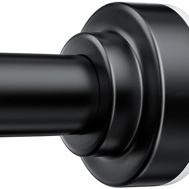 TEECK Shower Curtain Rod, 32-68 inch Adjustable Spring Tension Curtain Rod, Never Rust Anti-Slip Shower Curtain Rod for Bathroom, No Drilling, Never Collapse, Easy to Use, Black