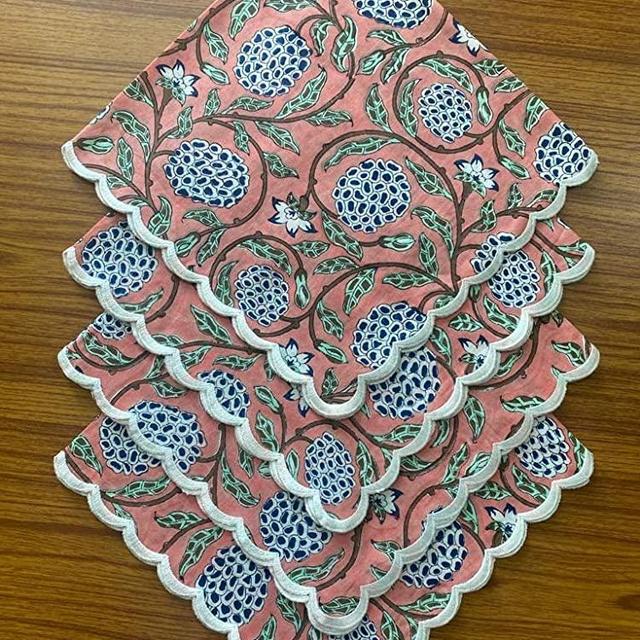 Ridhi Cloth Napkins 100% Pure Cotton Farmhouse Wedding Dinner Napkins for Halloween, Thanksgiving, Holiday Daily Wedding uses Napkins (4-20x20 Dinner Napkin, Dark Salmon Pink)