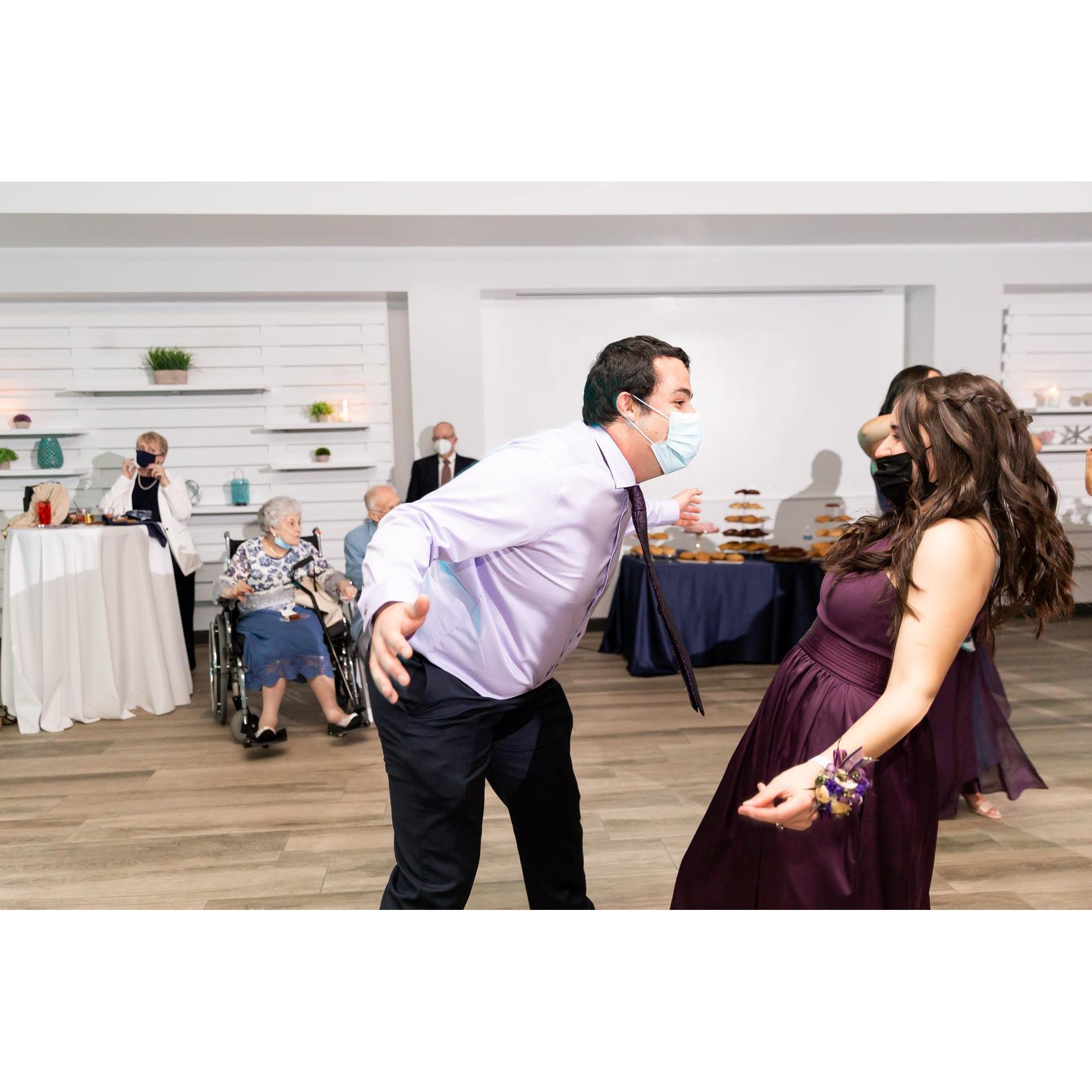 Always the first to get down on the dance floor at other people's weddings.
