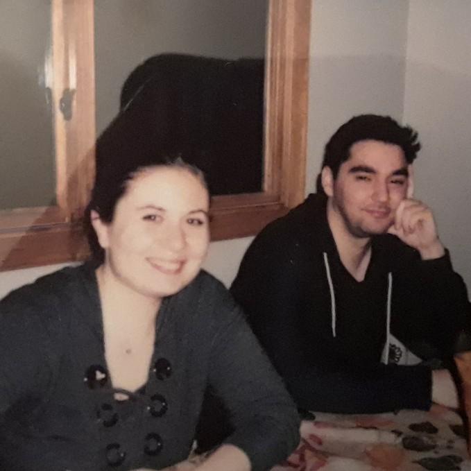 Our first photo together - At a tahoe winter get away with friends  Jan., 2018