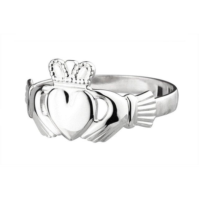 Women's Irish Claddagh Ring, Real 925 Sterling Silver Band, Timeless Classic Celtic Jewelry, Love, Friendship, Loyalty, Promise, Engagement, Made in Co. Dublin Ireland by Artisan Jewelers