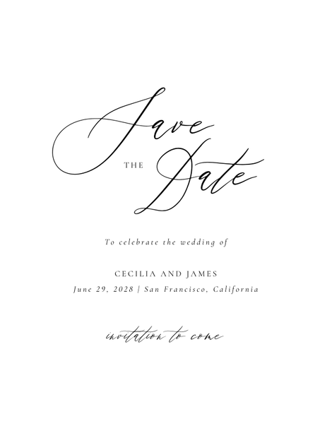 Seville Portrait Letterpress | Black | Zola Save The Dates
