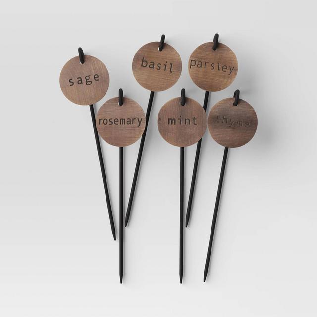 6pk Metal Herb Marker Copper/Black - Smith & Hawken™