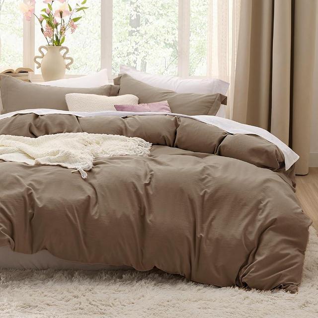 Bedsure Deep Khaki Oversized King Duvet Cover - 3 Pieces Prewashed Extra Soft Bedding Set, Includes 1 Duvet Cover 120x98 Inches with Zipper Closure & 2 Pillow Shams, Comforter Not Included