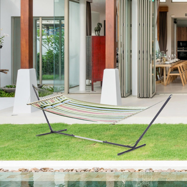 Outsunny Indoor Outdoor Adjustable Powder Coated Metal Hammock Frame Stand