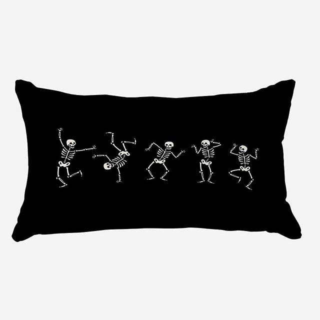 HUYAW Halloween Funny Skeletons Skull Dancing Music Decorative Throw Pillow Cover, Halloween Horror Gifts for Men Women, Gothic Punk Pillow Case 12 x 20 Inch Bed Sofa Home Decor