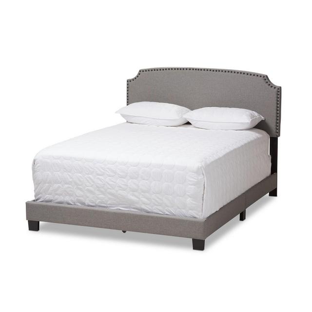 King Odette Modern and Contemporary Fabric Upholstered Bed Light Gray - Baxton Studio