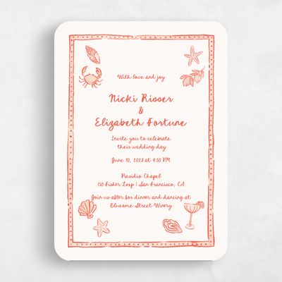 Pink Rounded Wedding Invitation - Tenger Portrait