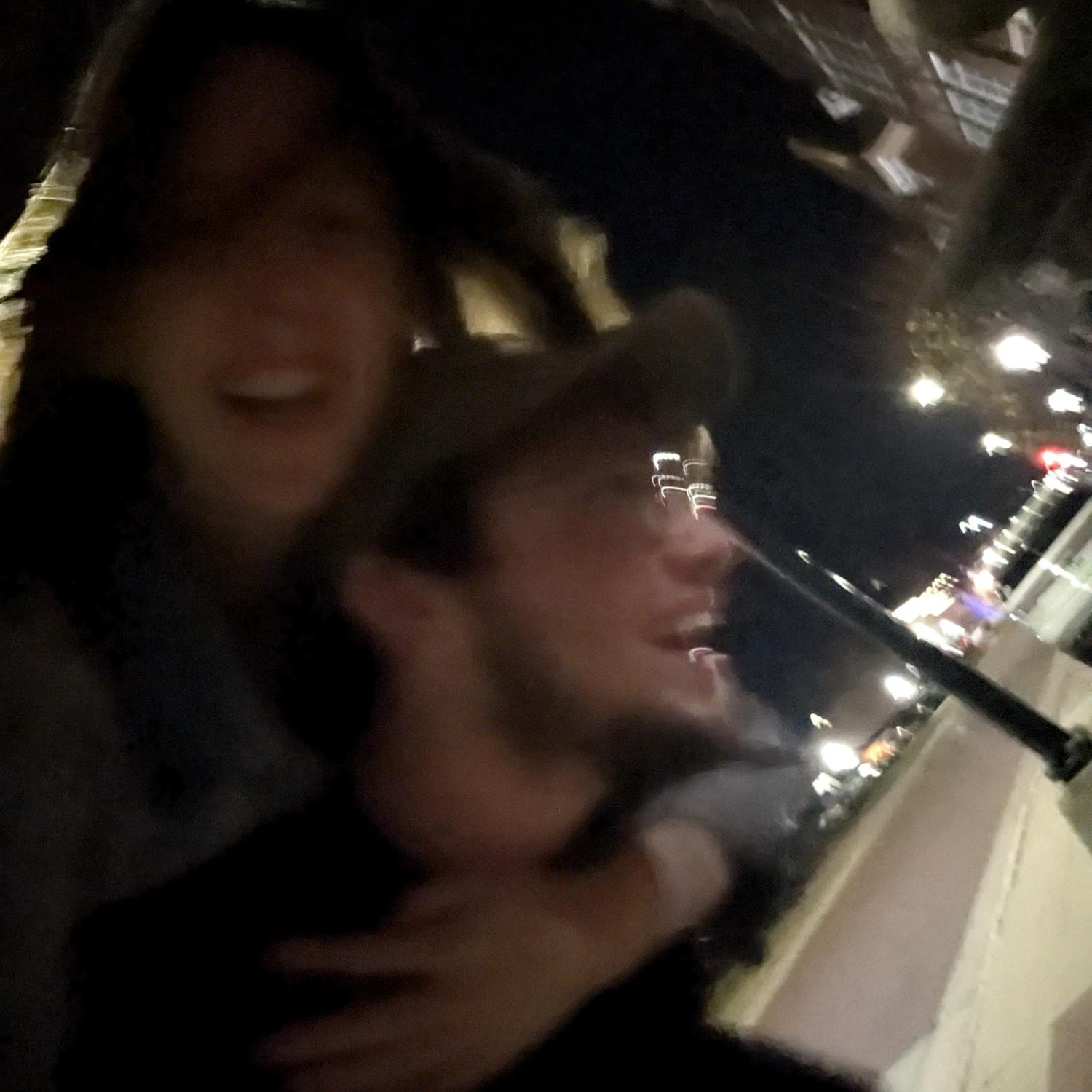 Blake carrying Julia and her sprained ankle to dinner !