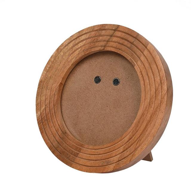 Samhita Round Photo Frame Wooden Stylish Picture Frame Home Décor for Tabletop Display, Photo Display Frames. (Photo Size 4" x 4")