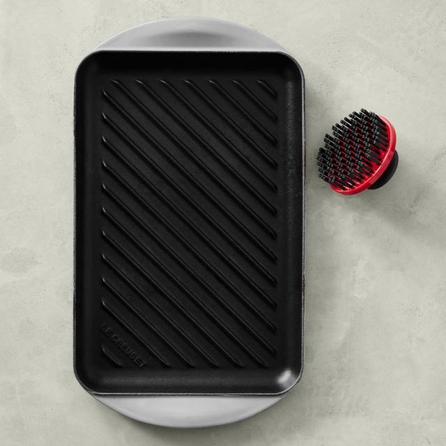 Le Creuset Signature Enameled Cast Iron Skinny Grill and Brush, French Grey
