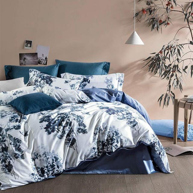 MILDLY Luxury King Duvet Cover 3 Piece Blue Cotton Bedding Set with Zipper Closure & Closure Corner (No Comforter)