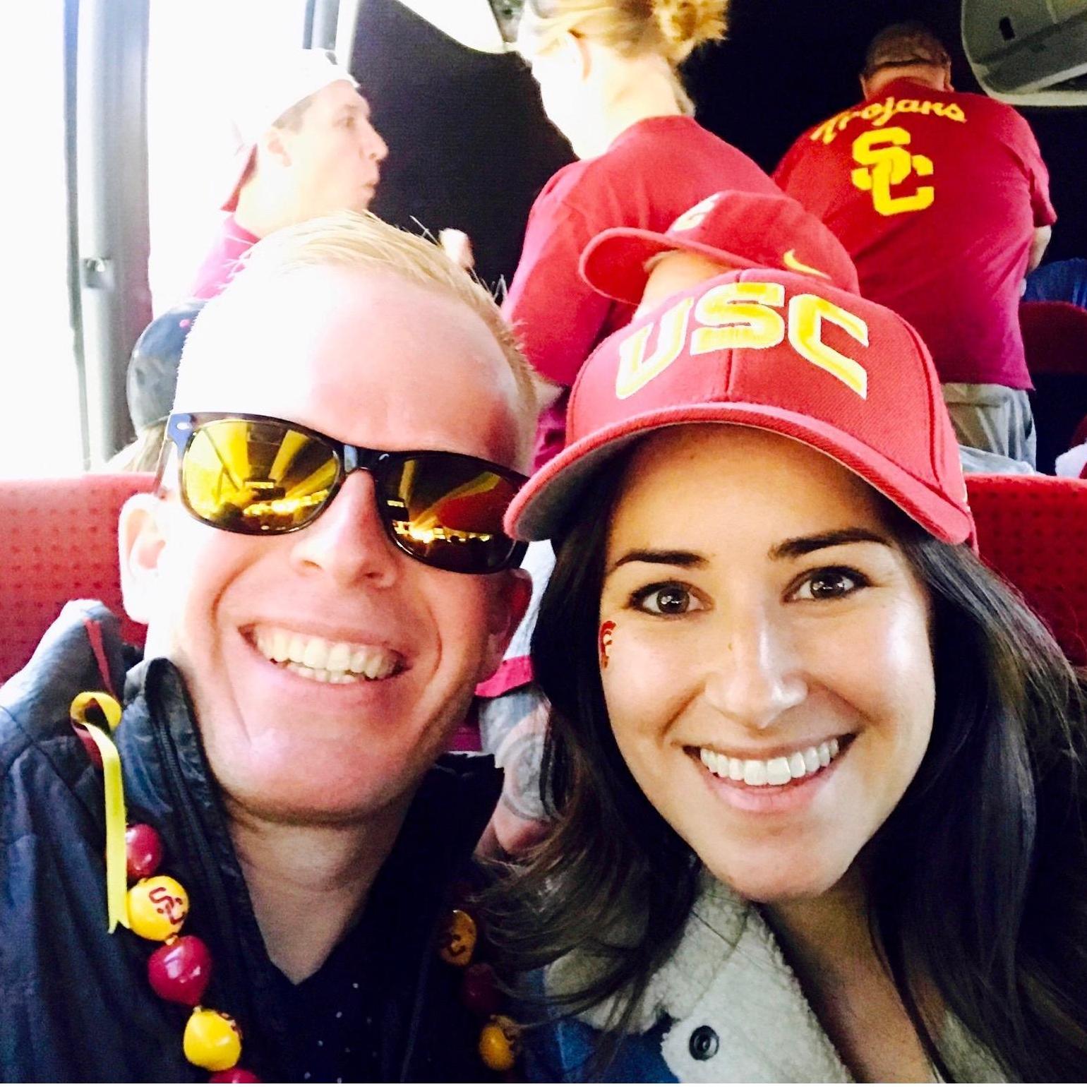 On our way to cheer on the Trojans! #Fighton