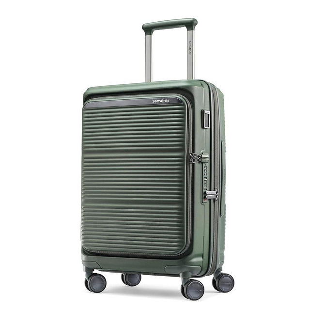 Samsonite Paralux Carry-On Luggage - Innovative Design - Quick Access Front Pocket - Dual Suspension Wheel Technology - TSA Lock - Expandable - Includes Removable Packing Cubes - Olive