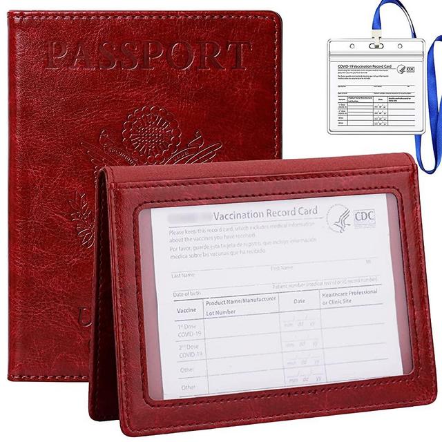 TIGARI Passport Wallets Passport Covers, Passport and Vaccine Card Holder Combo, Ultra Slim Passport Holder for Women Men, Leather Passport Case Protector with Waterproof Vaccine Card Slot